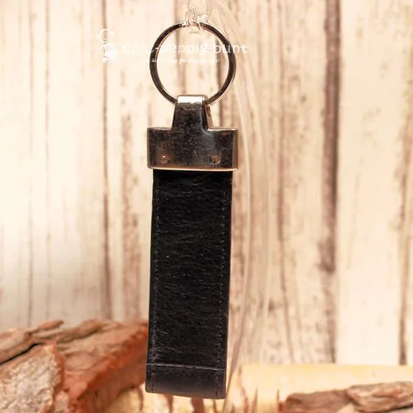 Schlüsselanhänger schwarz Leder Band destino - schluesselanhaenger leder breit 3cm schwarz schrift destino